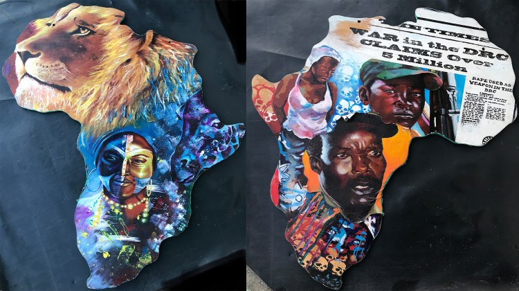 African Dichotomy 2 (2sided Painting) 38x34- $1,300